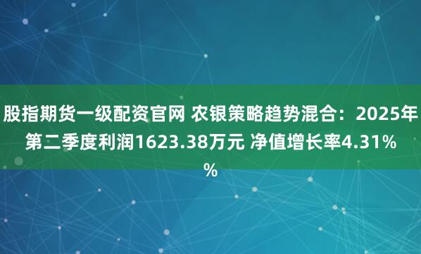股指期货一级配资官网 农银策略趋势混合：2025年第二季度利润1623.38万元 净值增长率4.31%